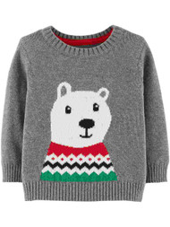 Carters Infant Boys Gray Polar Bear Knit Baby Sweater