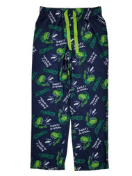 Boys Navy & Green Party Animal Dinosaur Flannel Sleep Pants Pajama Bottoms