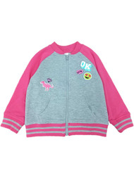 Infant Girls Gray & Pink Emoji Baby Sweatshirt Jacket Smile Face Dinosaur