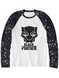 Marvel Comics Boys White Splatter T-Shirt Long Black Panther Tee Shirt
