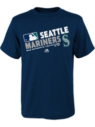 Boys Navy Blue & White MLB Authentic Seattle Mariners Baseball T-Shirt Shirt