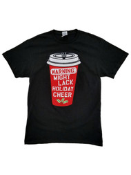 Mens Black Warning Might Lack Holiday Cheer Coffee Cup Christmas T-Shirt