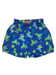 Infant Boys Blue Surfing Dinosaur & Palm Tree Swim Trunks Baby Board Shorts 3-6m