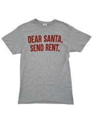 Mens Heather Gray Dear Santa, Send Rent Christmas T-Shirt