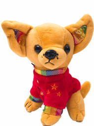 Linzy Toys Plush Red Chihuahua 6.5" Puppy Dog Stuffed Animal Pal With Rainbow