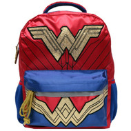 Wonder Woman Gold Glitter 16" Super Hero Girls Backpack With Headband