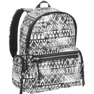 No Boundries Black & White Tribal Chevron 15" Dome Backpack, Student School Bag
