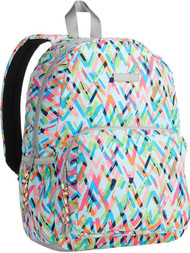 No Boundries Geometric Mint Abstract Print 16" Dome Backpack, Student School Bag