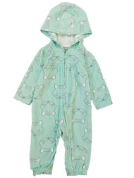 Carters Infant Girls Mint Green Fox Hooded Fleece Jumpsuit Coverall Outfit 6m