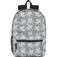 City Streets Gray Flying Unicorn Backpack 16 inch School Bag, Pegasus Bookbag
