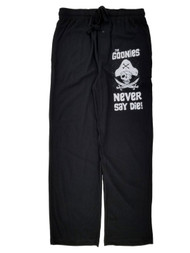 The Goonies Mens Black Never Say Die Pirate Sleep Pants Pajama Bottoms Small