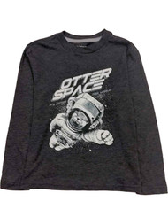 Boys Gray Otter Space Astronaut Its Otter This World Long Sleeve T-Shirt