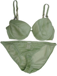 Womens Light Green Sparkly Underwear Tank Top Cami & Panty Undies Sleep Set 36C