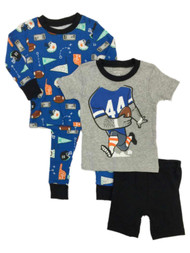 Carters Infant & Toddler Boys Blue 4 Piece Football Themed Pajama Sleep Set