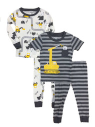 Carters Infant Boys Gray 4 Piece Construction Bear Pajama Sleep Set