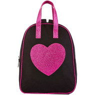 On The Verge Black Mini Backpack with Hot Pink Glitter Heart, 11" Toddler Bag