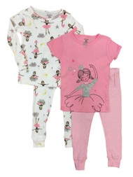 Carters Infant & Toddler Girls 4pc Pink Ballerina Pajamas Ballet Sleep Set