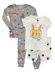 Carters Infant Girls 4 Piece Space Bunny Rabbit Rocket Ship Pajama Sleep Set