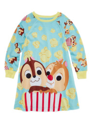 Disney Girls Blue Chip & Dale Popcorn Themed Long Sleeve Night Gown
