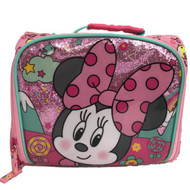 Disney Collection Minnie Mouse Insulated Lunch Box - Kids Glittery Lunch Bag