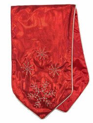 Holiday Time Premium Christmas Red Table Runner with Glistening Snowflakes, 72"