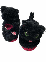 Girls Black Cat Build A Bear Slippers Sparkle Kitty Halloween Shoes