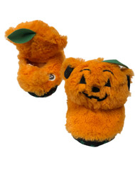 Build A Bear Boys & Girls Orange Pumpkin Slippers Halloween House Shoes