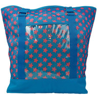 Red & Blue Stars 20" Mesh Tote Bag, Large Fashion Beach Bag