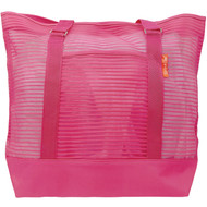 Cote de Sol Fuchsia Pink Large 19" Mesh Tote Bag, Fashion Beach Bag