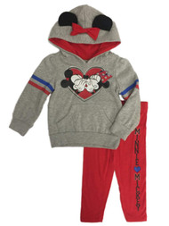 Disney Toddler Girls Mickey & Minnie Kissing Heart Hoodie & Legging Outfit