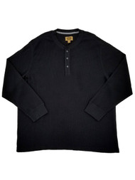 Mens Black Thermal Long Sleeve Henley Shirt XXL