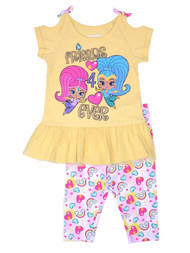 Toddler Girls Yellow Shimmer & Shine Friends 4 Ever Shirt & Legging Outfit