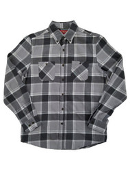 Mens Gray Plaid Flannel Button-Down Long Sleeve Shirt Small