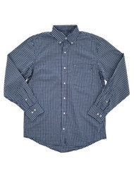 Mens Premium Essentials Stretch Chambray Blue Gingham Button-Down Shirt S