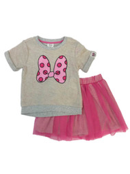 Disney Girls Minnie Mouse Bow Sweater Shirt & Pink Tutu Skirt Outfit 5-6