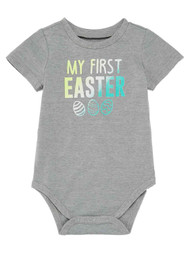 Infant Boys Gray My First Ester Short Sleeve Creeper Shirt Bodysuit 6 Months