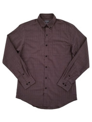 Mens Burgundy Plaid Button-Down Long Sleeve Flex Shirt