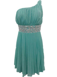 Womens Glittery Aquamarine Sparkle Gem Cocktail Evening Party Dress X-Large