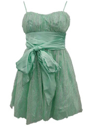Junior Womens Spring Green Silver Glitter Cocktail Evening Party Dress Size 9