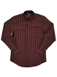 Mens Flex Stretch Red Rubia Plaid Button-Down Long Sleeve Shirt