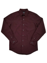 Mens Burgundy Corazon Classic Fit Button-Front Long Sleeve Shirt