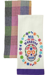 Celebrate Halloween Day of the Dead Skull Kitchen Towel Set, 2 Dish Towels