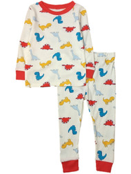 Infant Boys White Dinosaurs T-Rex Stegosaurus Pajama Sleep Set 18m