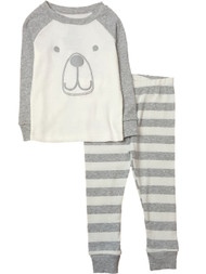 Infant Boys White Striped Polar Bear Face Pajama Baby Sleep Set 18m