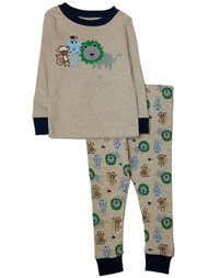 Infant Boys Ivory Jungle Animals Lion Tiger Monkey Bird Pajama Set