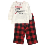 Carters Infant Girls Naughty Nice Thermal Top Fleece Pants Christmas Pajamas