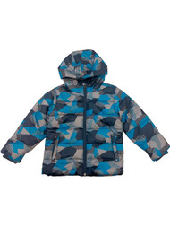 Infant Boys Blue Camouflage Wind & Water Resistant Puffer Jacket Hoodie Coat
