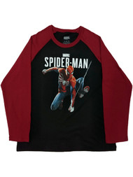 Marvel Big Boys Black & Burgundy Spider-Man Long Sleeve Shirt