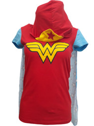 Womens DC Wonder Woman Hooded Headband Halloween Caped T-Shirt