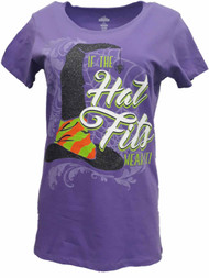 Womens Purple Glitter Witch Hat If The Hat Fits Halloween T-Shirt